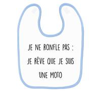 Bavoir Bébé Imprimé Ronflement Moto Bleu Bleu