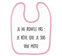 Bavoir Bébé Imprimé Ronflement Moto Rose Rose