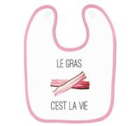 Mygoodprice Bavoir bébé kaamelott le gras c'est la vie 2 Blanc Rose