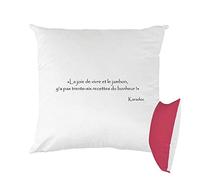 Mygoodprice Coussin Bicolore imprimé 40x40 cm Kaamelott Karadoc Recette du Bonheur Framboise