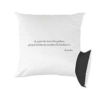 Mygoodprice Coussin Bicolore imprimé 40x40 cm Kaamelott Karadoc Recette du Bonheur Noir