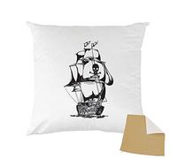 Mygoodprice Housse de Coussin Bicolore imprimé 40x40 cm Bateau Pirate Moka