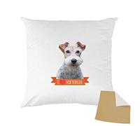 Mygoodprice Housse de Coussin Bicolore imprimé 40x40 cm Fox Terrier Moka