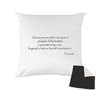 Mygoodprice Housse de Coussin Bicolore imprimé 40x40 cm Kaamelott Graal Bocal à anchois Noir