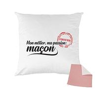 Mygoodprice Housse de Coussin Bicolore imprimé 40x40 cm métier Passion maçon Rose