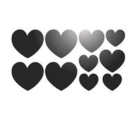 Mygoodprice Lot de 10 Stickers Coeur adhésifs réfléchissants Noir Réfléchissant