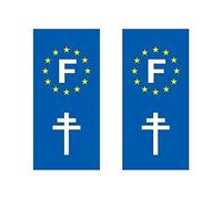 Mygoodprice Lot de 2 Sticker Plaque immatriculation Moto Logo régionaux Croix Lorraine