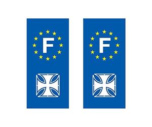 Mygoodprice Lot de 2 Sticker Plaque immatriculation Voiture Logo régionaux Croix de Malte