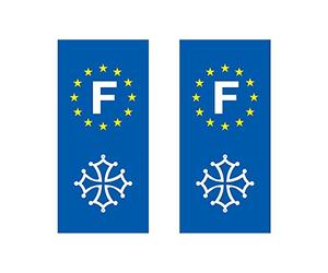Mygoodprice Lot de 2 Sticker Plaque immatriculation Voiture Logo régionaux Croix occitane