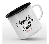 Mygoodprice MUG tasse émaillée au motif Appelle moi dieu