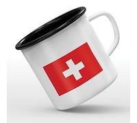 Mygoodprice MUG tasse émaillée au motif Drapeau Suisse