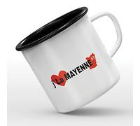 Mygoodprice MUG tasse émaillée au motif J'aime la Mayenne