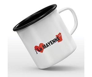 Mygoodprice MUG tasse émaillée au motif J'aime la Mayenne