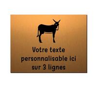 Mygoodprice Plaque décorative Ane Catalan en Aluminium Personnalisable 20x15cm ou 30x20cm Alu Brossé Or Brossé