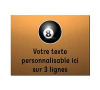 Mygoodprice Plaque décorative Billard en Aluminium Personnalisable 20x15cm ou 30x20cm Or Brossé