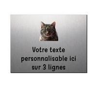 Mygoodprice Plaque décorative Chat 1 en Aluminium Personnalisable 20x15cm ou 30x20cm Alu Brossé