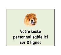 Mygoodprice Plaque décorative Chow Chow en Aluminium Personnalisable 20x15cm ou 30x20cm Beige