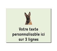 Mygoodprice Plaque décorative Malinois en Aluminium Personnalisable 20x15cm ou 30x20cm Beige