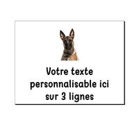 Mygoodprice Plaque décorative Malinois en Aluminium Personnalisable 20x15cm ou 30x20cm Blanc écriture Noire