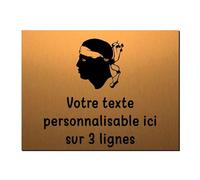 Mygoodprice Plaque décorative Tête Corse en Aluminium Personnalisable 20x15cm ou 30x20cm Alu Brossé Or Brossé