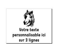 Mygoodprice Plaque décorative Tête de Cheval 2 en Aluminium Personnalisable 20x15cm ou 30x20cm Blanc écriture Noire