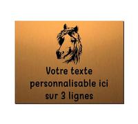 Mygoodprice Plaque décorative Tête de Cheval 2 en Aluminium Personnalisable 20x15cm ou 30x20cm Or Brossé