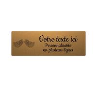 Mygoodprice Plaque gravée funéraire Motif Ailes d'ange 2 autocollante 30x10 cm personnalisée 1 à 3 Lignes Or Brossé