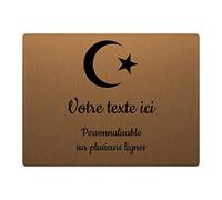 Mygoodprice Plaque gravée funéraire Motif Islam autocollante 20x15 cm personnalisée 1 à 3 Lignes Bronze