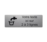 Mygoodprice Plaque gravée personnalisée autocollante Logo Eau Potable - 20x6.5 cm personnalisée 1 à 3 Lignes Alu Brossé