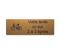 Mygoodprice Plaque gravée personnalisée autocollante Logo Vélo - 20x6.5 cm personnalisée 1 à 3 Lignes Or Brossé