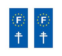 Mygoodprice Sticker Voiture Logo Croix Lorraine Bleu Universel pour Voiture Plaque d'Immatriculation Vinyle Arrière