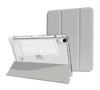 MYGROO Étui Fin Intelligent avec Coque Transparente pour iPad Air 6e génération 2024 avec Porte-Crayon, Compatible avec Le Chargement du Stylet sans Fil pour iPad Air 4 de 10,9", Gris