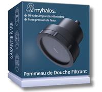 MyHalos Pomme de Douche Fixe Filtrante, Anti Calcaire, Haute Pression, Noir