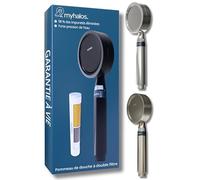 MyHalos Pommeau de Douche Anti Calcaire, Haute Pression, Facile à Installer | Sans Tuyau, Douchette Salle de Bain, Économie d'Eau, Réduit le Chlore et les Bactéries, Noir, Durable