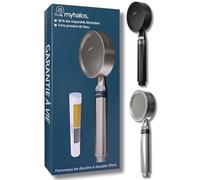 MyHalos Pommeau de Douche Anti Calcaire, Haute Pression, Facile à Installer | Sans Tuyau, Douchette Salle de Bain, Économie d'Eau, Réduit le Chlore et les Bactéries, Noir, Durable
