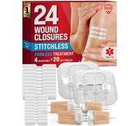 MYHELP Lot de 24 bandes de suture d'urgence pour les plaies - 3 types de pansements papillon faciles à utiliser - Kit pour sceller les plaies sans douleur et sans points - Transparent