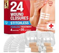 MYHELP Lot de 24 bandes de suture d'urgence pour les plaies - 3 types de pansements papillon faciles à utiliser - Kit pour sceller les plaies sans douleur et sans points - Transparent