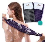 myHomeBody Chiffon exfoliant, Obsidian and Raisin Dots, 2 Pack | Extra longue, Exfoliant Brosse à corps, Serviette exfoliante, 3D Texture, ecovia serviette exfoliante, exfoliating towel