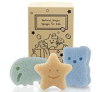 myHomeBody Eponge de bain Konjac pour bébé, éponges de bain naturelles aux formes mignonnes pour les nourrissons et les tout-petits, Set : Éléphant, Ours et Étoile