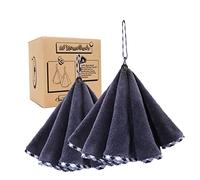 myHomeBody Essuie-Mains pour la Salle de Bain et la Cuisine avec Boucle de Suspension, Essuie-Mains Ronds en Fibre de Charbon de Bois, Doux et absorbants, Set of 2 Midnight Blue Towels