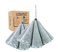 myHomeBody Essuie-Mains pour la Salle de Bain et la Cuisine avec Boucle de Suspension, Essuie-Mains Ronds en Fibre de Charbon de Bois, Doux et absorbants, Set of 2 Pine Green Towels