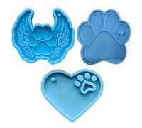 MYhose 3 pièces/Ensemble Chien Patte Style Porte-clés résine époxy Moule Collier Pendentif Silicone Moule Suspendu Pendentif Bleu