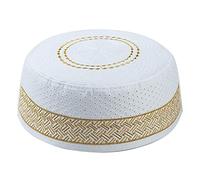MYhose Hommes Musulman prière Kufi Chapeau Vintage Broderie Islamique Arabe Chapeaux Bonnet Casquette Musulmane Chapeau Jaune Taille 59