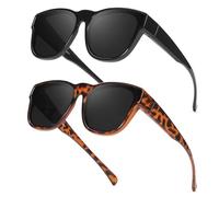 Myiaur Lot de 2 paires de lunettes de soleil polarisées pour femme - Protection UV400 - Pour porteurs de lunettes TR90 - Surlunettes légères pour la conduite, A03 (2 paquets) noir + tortue