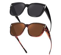 Myiaur Lot de 2 paires de lunettes de soleil pour femme - Surlunettes élégantes surdimensionnées avec protection UV400 polarisées pour la conduite et l'extérieur, A05 (2 paquets) noir + écaille de