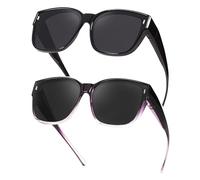Myiaur Lot de 2 paires de lunettes de soleil pour femme - Surlunettes élégantes surdimensionnées avec protection UV400 polarisées pour la conduite et l'extérieur, A01 (2 paquets) noir + dégradé de