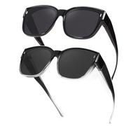 Myiaur Lot de 2 paires de lunettes de soleil pour femme - Surlunettes élégantes surdimensionnées avec protection UV400 polarisées pour la conduite et l'extérieur, A06 (2 paquets) noir + dégradé de