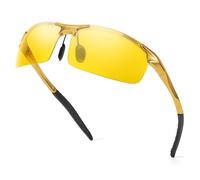 Myiaur Lunettes de conduite de nuit polarisées pour homme avec verres jaunes et protection anti-éblouissement, cadre en métal pour conduire dans l'obscurité