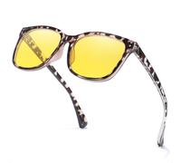 Myiaur Lunettes de vision nocturne polarisées pour femme avec lentille jaune anti-éblouissement Plaquettes nasales monobloc pour une vision plus claire Monture carrée élégante, A05 Tortue blanche