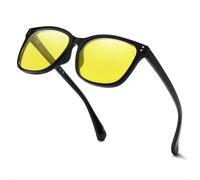Myiaur Lunettes de vision nocturne polarisées pour femme avec lentille jaune anti-éblouissement Plaquettes nasales monobloc pour une vision plus claire Monture carrée élégante, A01 noir.